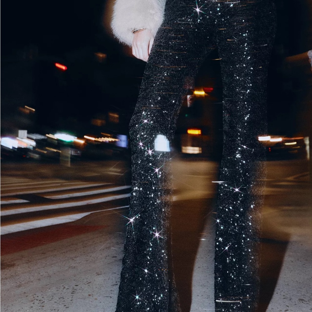 Elegant Black Sequin Dress Pants - Picture 6 of 11